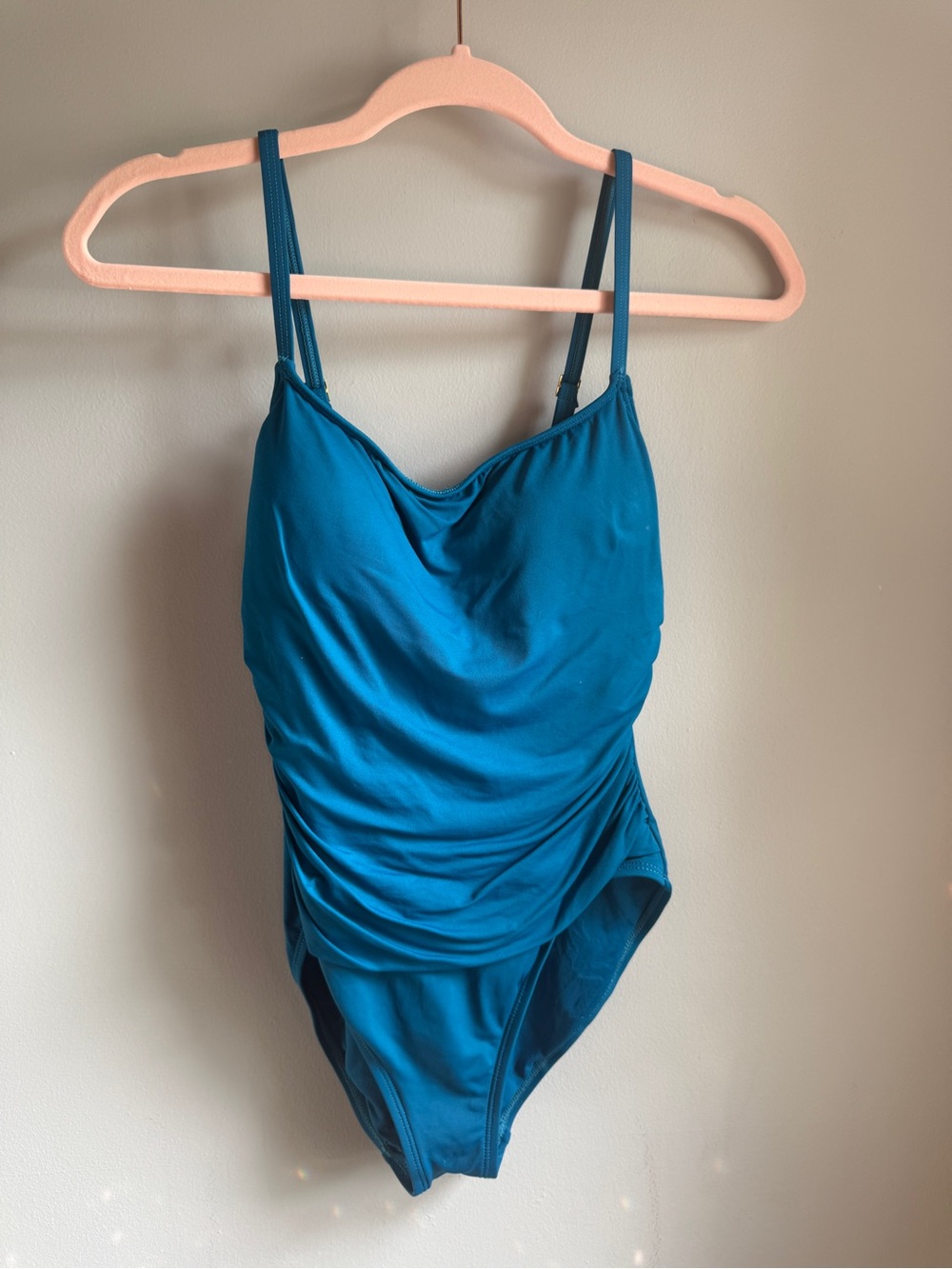 La Blanca Teal Ruched Tummy-Control One-Piece Swimsuit Women’s Size 6